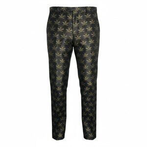 Paisley & Gray Mens Slim Fit Sloane Black Gold Bees Tuxedo Pants Size 34 X 32